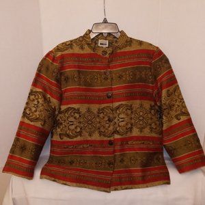 Woman's  Multi Color Tapestry  Suite Separate Jacket  Size: L Gold and Red